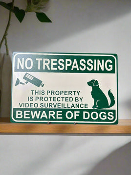 No Trespassing Beware of Dogs Tin Sign