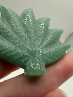 Green Aventurine Cannabis Leaf Carving #2