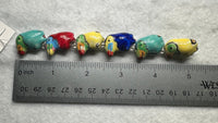 Colorful Ceramic Bird Bead Strand – Hand Painted Glazed Novelty Birds – Jewelry Making & Craft Supplies