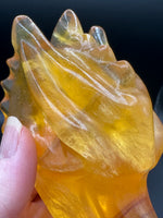 Natural Golden Yellow Fluorite Dragon Head Carving #1 – 382g