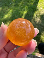 Mostly Yellow with Purple Fluorite Sphere #14