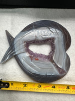 Amethyst Agate Heart Wings Carving with Stand #2