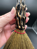 Natural Clear Quartz & Fluorite Decorative Crystal Broom with Rainbow