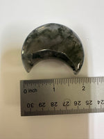 Moss Agate Carved Moon #4