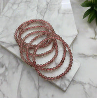 Strawberry Quartz 4mm 7.5” Bracelet