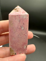 Rhodochrosite Four-Sided Tower #9 – Rosy Pink, Cream & Natural Matrix