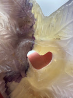 Rainbow Fluorite Decorative Carved Heart with Stand #6