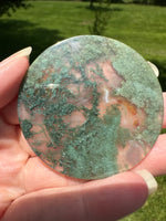 Moss Agate Polished Round Slice #28