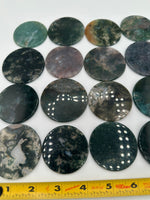 Moss Agate Round Polished Slices, Set of 3