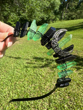 Green & Black Handmade Natural Crystal Crown Headband