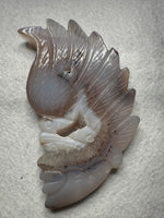 Druzy Dendritic Agate Geode Indigenous-Inspired Profile Headdress Carving #4