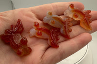 Carved Carnelian Agate Goldfish Pendant