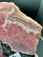 Natural Rhodochrosite Slab #15 – Rosy Pink Mineral Specimen with Dramatic Dark Matrix