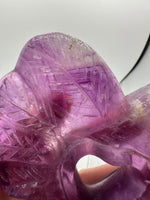 Purple Fluorite Decorative Carved Heart with Stand #7