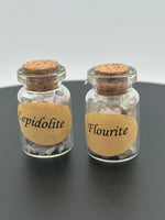 Lepidolite & Fluorite Crystal Chip Bottles – Set of 2 Mini Gemstone Bottles