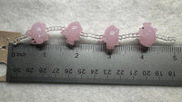 Pink Glass Pig Bead Strand – Handmade Lampwork Pig Beads with Clear Glass Spacer Beads for Jewelry Making & Crafts