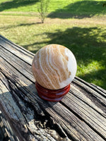 Yellow Calcite Stripe Sphere #1