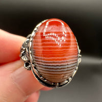 Vintage Style Carnelian Stainless Steel Adjustable Ring #3