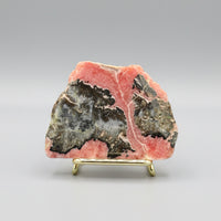 Natural Rhodochrosite Slab #15 – Rosy Pink Mineral Specimen with Dramatic Dark Matrix