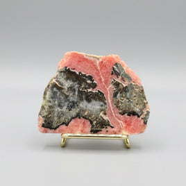 Natural Rhodochrosite Slab #15 – Rosy Pink Mineral Specimen with Dramatic Dark Matrix