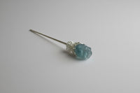 Fluorite Rose Silvertone Metal Hairpin/Scepter #9