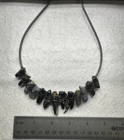 Rainbow & Black Handmade Natural Crystal Crown Headband – Aura-Coated Crystal Points & Crescent Moon