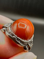 Vintage Style Carnelian Stainless Steel Adjustable Ring #8