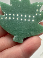 Green Aventurine Cannabis Leaf Carving #2