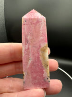 Rhodochrosite Four-Sided Tower #8 – Rosy Pink with Cream & Natural Matrix