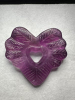 Purple Fluorite Decorative Carved Heart with Stand #7