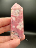 Rhodochrosite Four-Sided Tower #1 – Rose Pink and Cream Polished Crystal Point