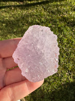 Lavender Amethyst Cluster with Polished Agate Freeform