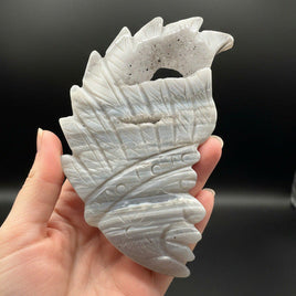 Druzy Agate Geode Indigenous-Inspired Warrior Carving #2