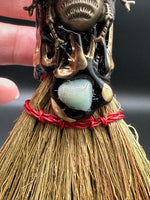 Rose Quartz & Green Aventurine Decorative Crystal Broom with Bee