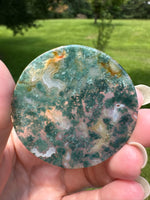 Moss Agate Polished Round Slice #21