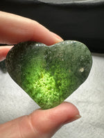 Green Mica in Quartz Heart | Polished Natural Crystal Heart | Green Mica Quartz Pocket Stone