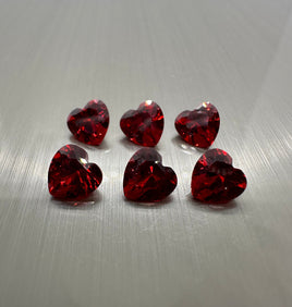 Heart Shape Red Orange 7mm Cz