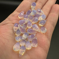 Opalite Faceted Briolette Teardrop Pendants – 12 × 8 mm Glass Pendants for Jewelry Making