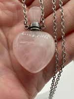 Rose Quartz Perfume/Essential Oil Bottle Necklace