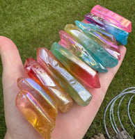 Aura Colorful Clear Quartz Points Large