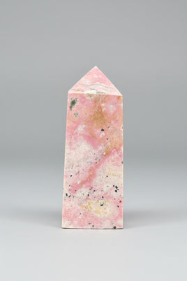 Rhodochrosite Four-Sided Tower #10 – Soft Pink, Cream & Tan Natural Matrix