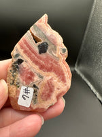 Rhodochrosite Slab #6 – Pink Banded Natural Stone Specimen with Matrix & Natural Cavity
