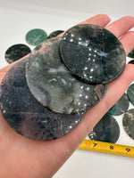 Moss Agate Round Polished Slices, Set of 3
