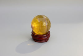 Yellow with Purple Fluorite Sphere #15