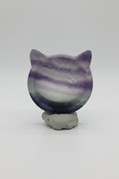 Cat Head Shape Rainbow Fluorite Bowl Carving #3