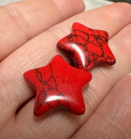 Red Howlite Imitation Star Pair