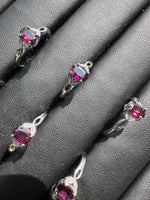Natural Purple Garnet Adjustable Stainless Steel Ring – Faceted Gemstone Ring