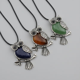 Cute Gemstone Owl Necklace