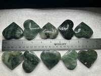 Green Mica in Quartz Heart | Polished Natural Crystal Heart | Green Mica Quartz Pocket Stone BIN #2