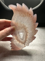 Druzy Dendrite Agate Geode Indigenous-Inspired Profile Headdress Carving #9